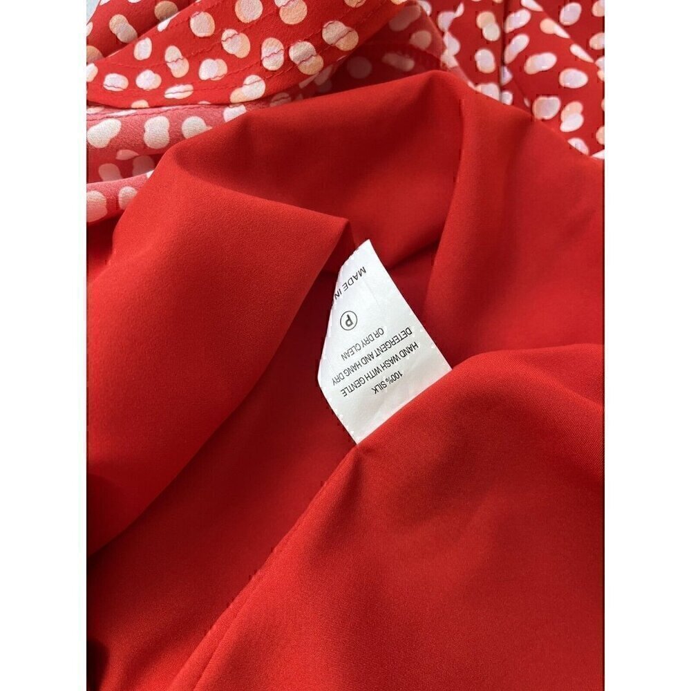 Marie Oliver Red White Print Silk Dress 2 0875 - Picture 5 of 5